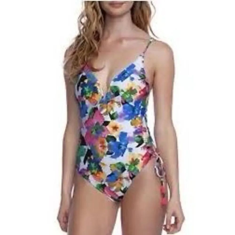 NWT Nanette Lepore Technicolor Tropical Goddess One Piece Swimsuit. Size: 4